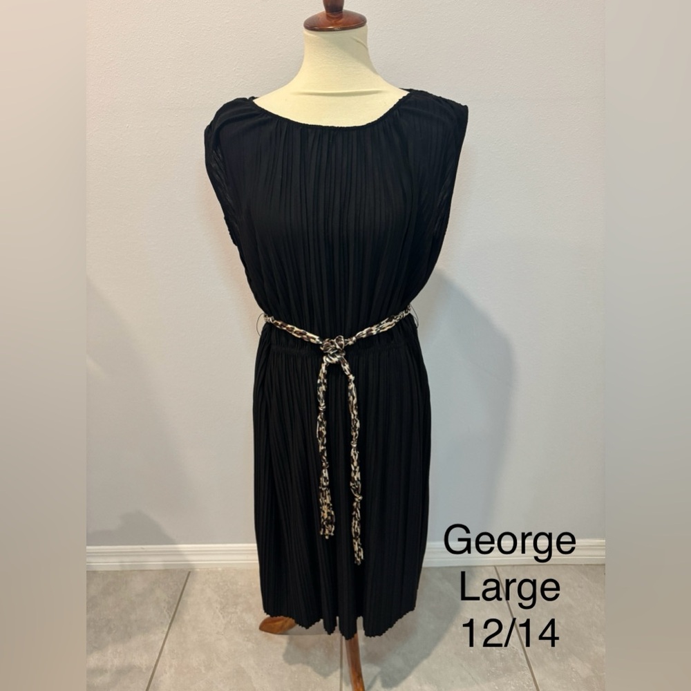 George Women's Black Maxi Dress with Patterned Belt